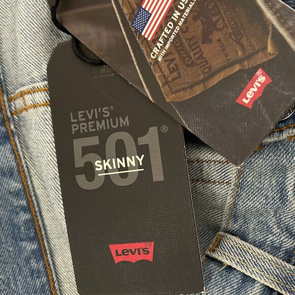New Levi's 501 Skinny Ripped Big E High Rise Jeans Women's Size 32 x 28 - Picture 3 of 12